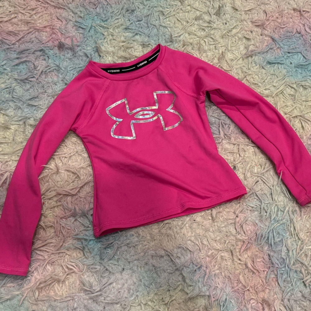 2T Under Armour Pink Long Sleeve Rash guard swim Shirt